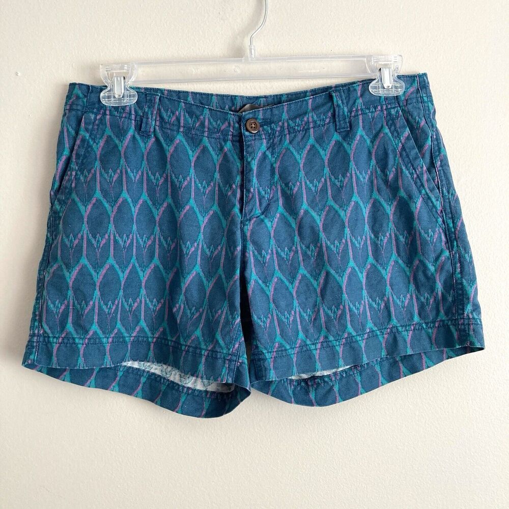The North Face Womens Shorts Linen Cotton Blend Chino Flat Front Teal Size 8